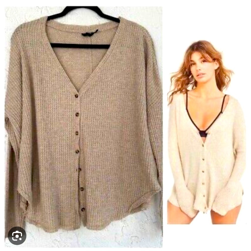 Out from Under by UO Joni Waffle Knit Cardigan Women’s Size Small Oversized